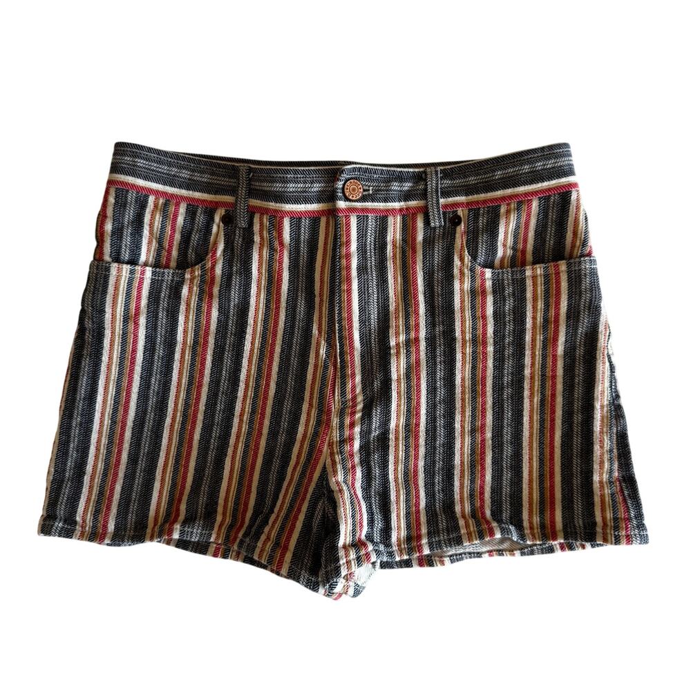 See By Chloe Jacquard Stripe Cotton Denim Shorts EU 40 Boho Retro Festival Indie - Picture 3 of 16